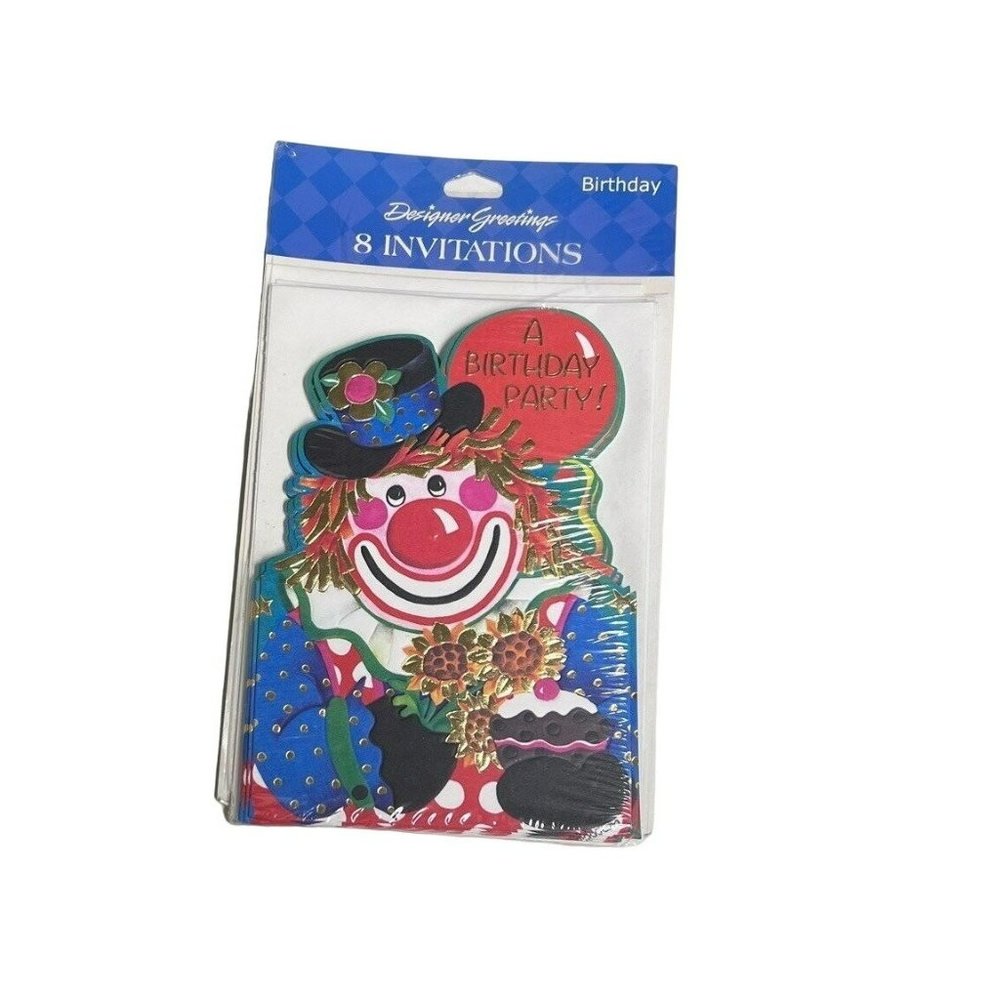 Vintage Clown Birthday Party Invitations Circus BigTop